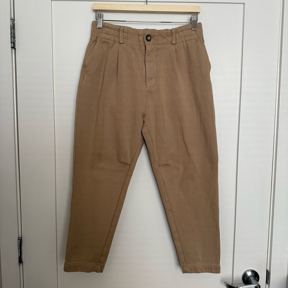 YoungLA Pants Sweatpants Mens Sz 30R Khaki Tan Elastic Waist Logo Comfort